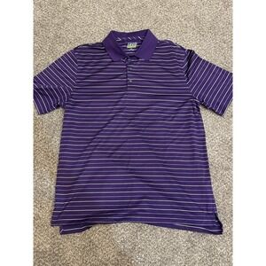 IZOD PERFORMANCE GOLF - MEN'S PURPLE STRIPED POLO SHIRT‎ - SIZE L